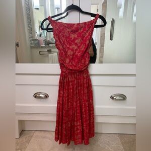 Vintage Mr. Mort Elegant Red Floral Dress